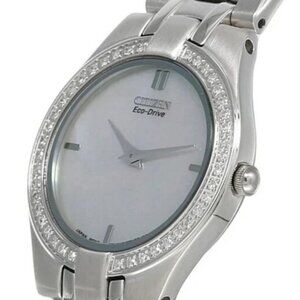 Citizen Stiletto, Eco Drive, Women's Watch, MOP Dial, Genuine Diamond Bezel